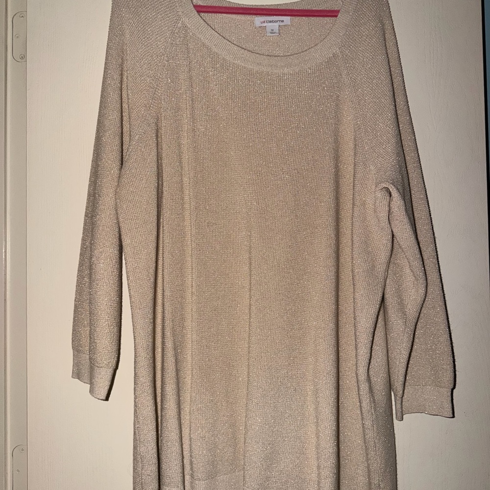 Liz Claiborne Glittery Cream Sweater Dress